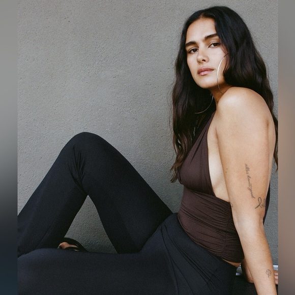 RUCHED POLYAMIDE HALTER TOP - Picture 5 of 9